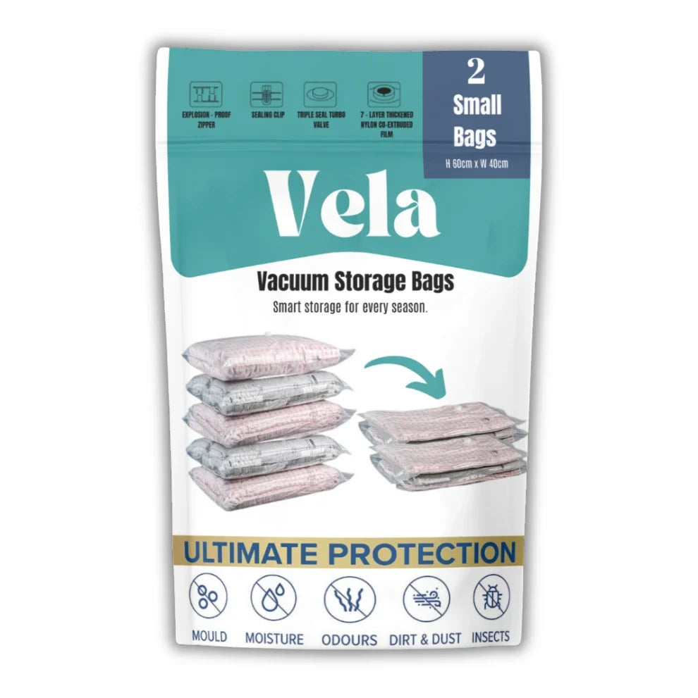 Vela Small Vacuum Storage Bags for Clothes & Travel Space Saving (Multi-Pack)