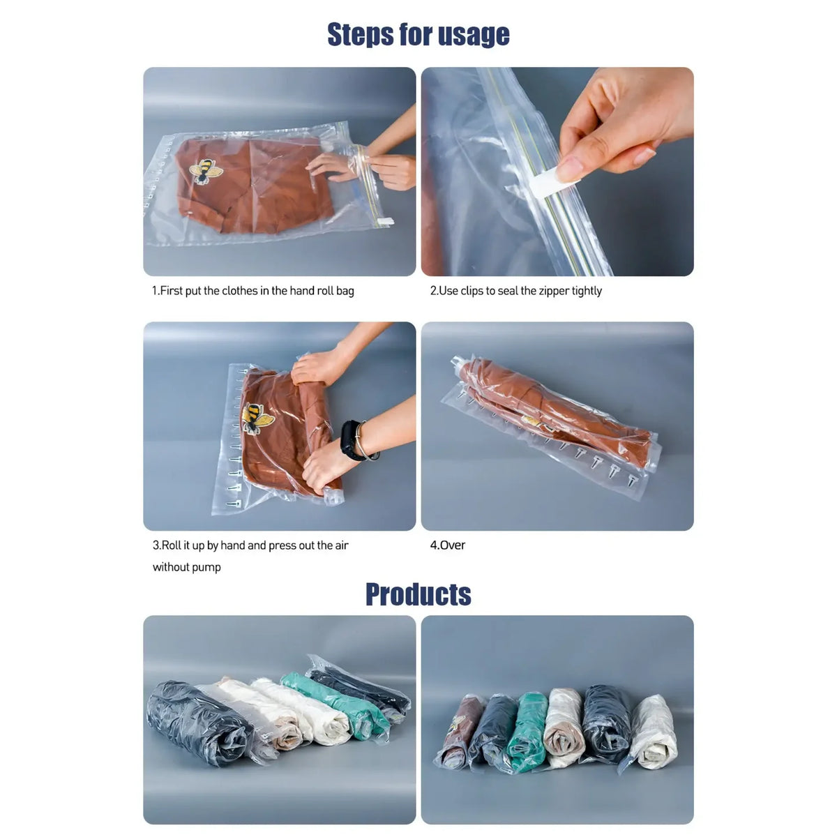 Vela Vacuum Storage Bags for Travel with Hand Pump (Multi-Pack Compression Set)