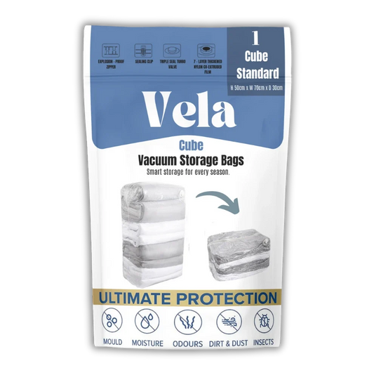 Vela Cube Vacuum Storage Bags – Standard Stand-Up Compression Bags for Bedding & Clothes