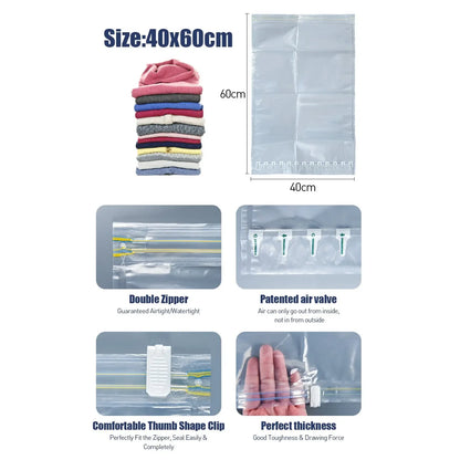 Vela Vacuum Storage Bags for Travel with Hand Pump (Multi-Pack Compression Set)